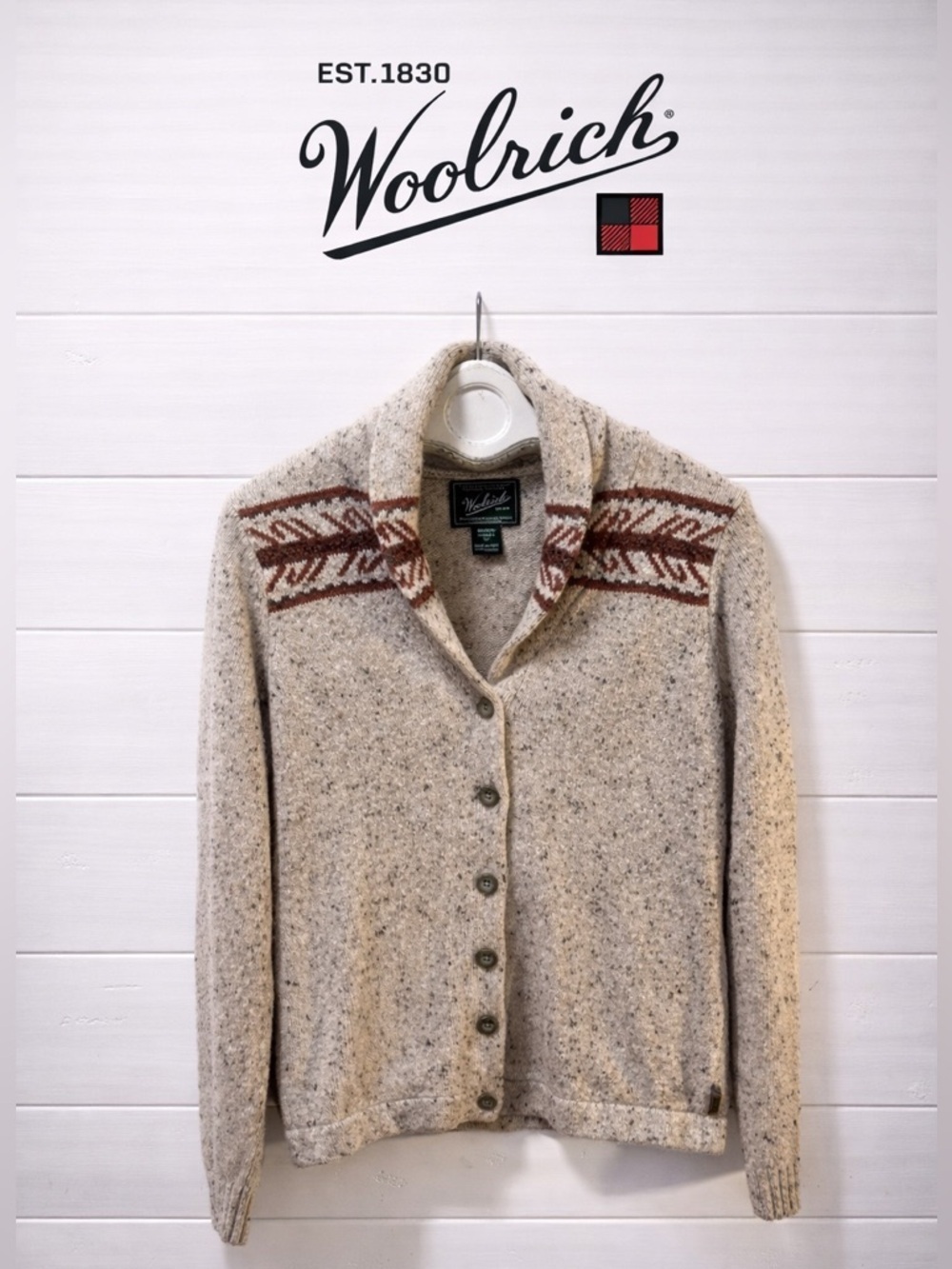 WOOLRICH Vintage Beige Knit Cardigan Size S